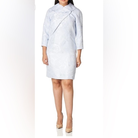 Tahari Dresses & Skirts - TAHARI ASL Jacquard Silver Blue Sleeveless Dress and Blazer Jacket-Size 10 NWT‎